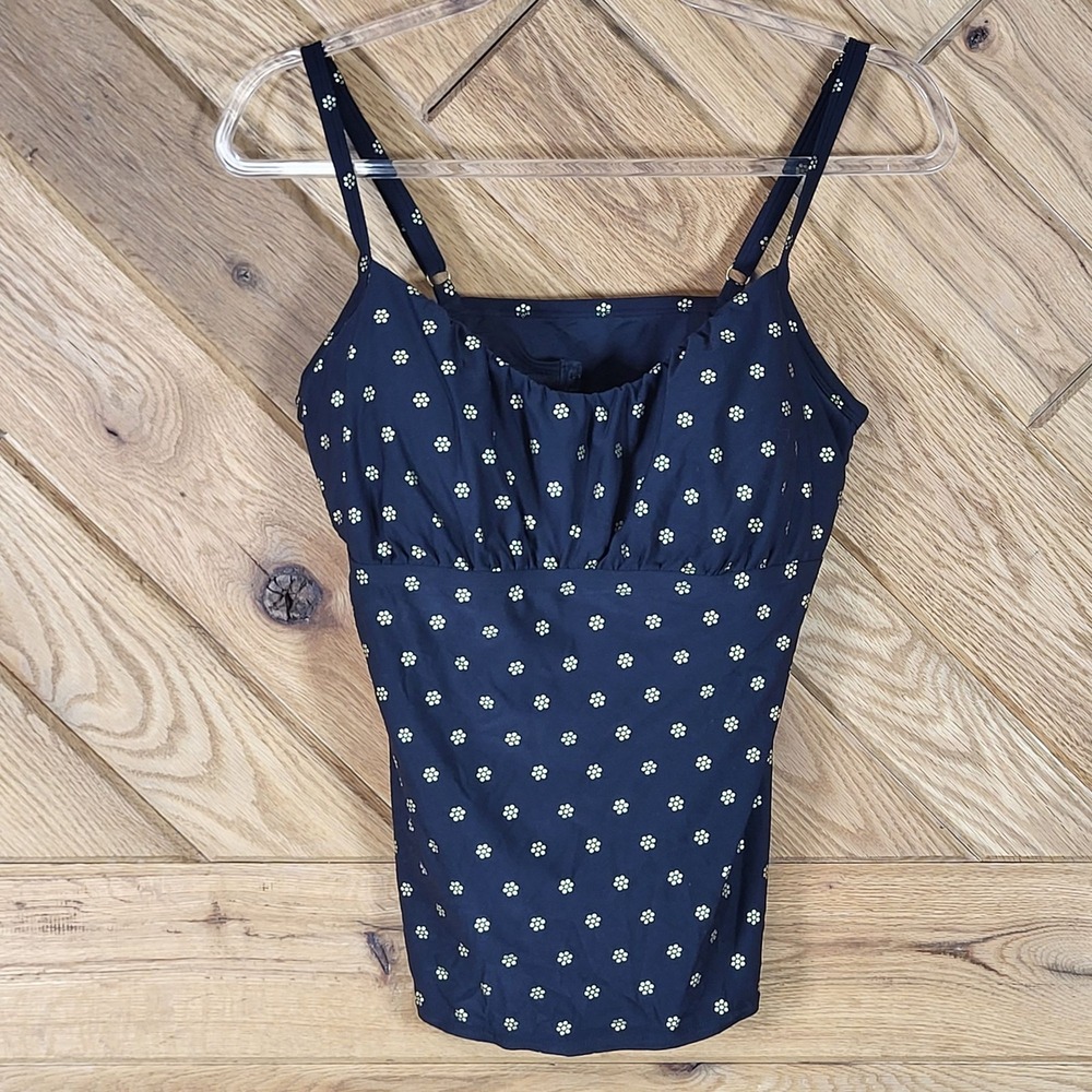 Coco Reef Daisy Print Tankini Swim Top Size 36C Adjustable Straps Swimwear